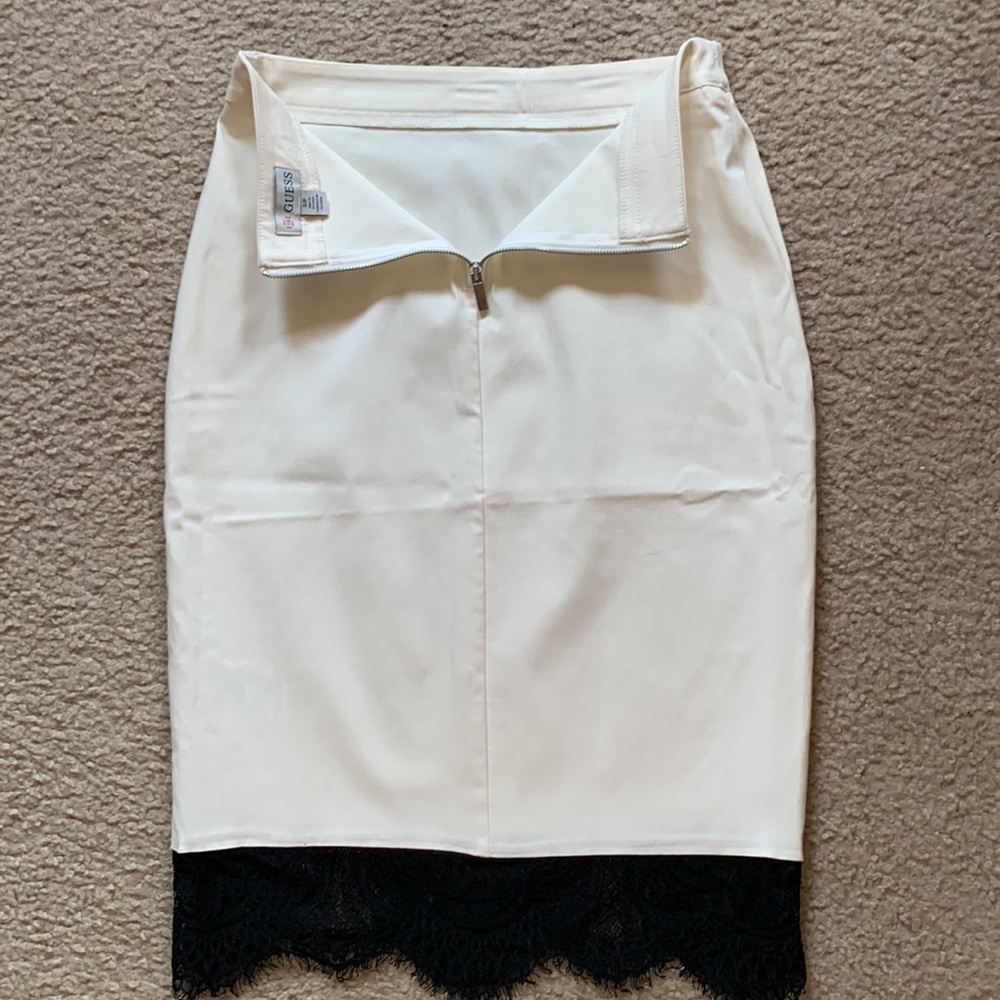 Guess white skirt with black lace